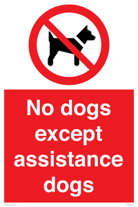 No dogs except assistance dogs